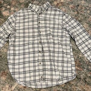 Classic White & Gray Plaid Button-Up Shirt -